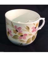 Vintage  Porcelain Hand Painted pink, blue &amp; gold color floral Mustache ... - £22.10 GBP