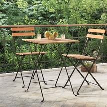 Folding Bistro Table 21.7&quot;x21.3&quot;x28&quot; Solid Wood Teak and Steel - $2,488.24 MXN