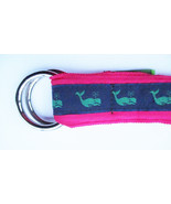 CK Bradley Tally Ho Designs Pink Ribbon Belt Green Whale Print Womens SMALL - £13.44 GBP
