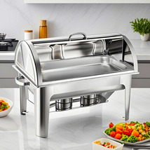 SOGA 4X 9L Stainless Steel Full Size Roll Top Chafing Dish Food Warmer - $1,405.50