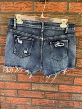 Shein Stretch Shorts Size 8/10 Large Cut Offs Destroyed 5 Pocket Blue Denim - $6.65