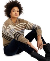 Hippie Rose Juniors Striped Crewneck Sweater Size X-Small Color Portobella Combo - £24.05 GBP