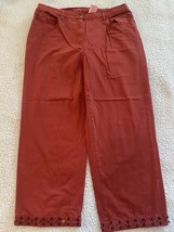 Ruby Rd. Dark Red  Cropped Pants with Embellished Hem Size 10 - $14.00