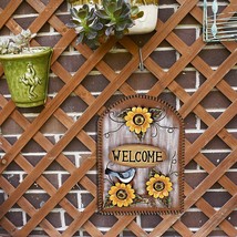 Sunflower Welcome Sign Bird Decor Rustic Metal Hanging Welcome Sign Plaque Decor - £19.92 GBP