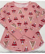 Old Navy Pajama Shirt Womens S Pink Thermal Top Santa Claus Gingerbread ... - $150.34 MXN