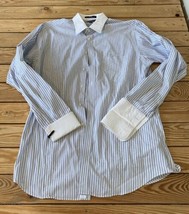 paul fredrick Men’s Stripe Dress shirt size 16.5 White AD - £12.29 GBP