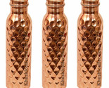 Copper Water Drinking Bottle Diamond Cut Design Leak Proof Matt Finish S... - $47.73