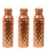 Copper Water Drinking Bottle Diamond Cut Design Leak Proof Matt Finish S... - £37.31 GBP