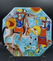 La Musa Colorful Italian Pottery Plate Signed Knight On Horseback Sword ... - £37.99 GBP