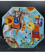 La Musa Colorful Italian Pottery Plate Signed Knight On Horseback Sword ... - $846.56 MXN