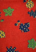 Vintage Fabric Red Leave Paisley Leaf Blue Green Yellow 1990&#39;s Colorful 1.5 yds  - £13.35 GBP
