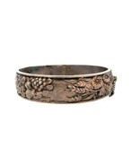 Vtg Sterling Silver Continental Repousse Flowers &amp; Fruits Hinged Bangle ... - €102,46 EUR