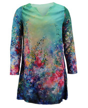 Women&#39;s Long Sleeve Floral Garden Print Lightweight T-shirt Dress 2XL - £13.28 GBP