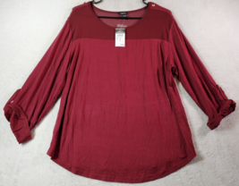 rue21 T Shirt Top Womens Size Large Burgundy Rayon Long Sleeve Round Neck Casual - £10.82 GBP