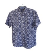 Ben Sherman Shirt Short Sleeve Button Up Size XL Blue &amp; White Paisley - $39.15