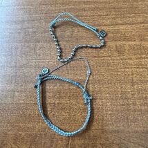 Pura Vida Bracelet Set Layered Beaded Chain Charm Blue Gray Adjustable - $3.05