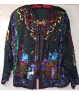 Papell Boutique? Evening Beaded Sequin VTG Jacket S/M Christmas New Years - $25.21