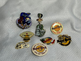 Hard Rock Cafe Atlantic City Pin Lot Of 8 Foreign Country Pins &amp; Buttons  - $49.95