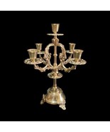 5 Branches Vintage Carved Brass Candlestick Holder. Tealight Solid Brass... - $128.56 CAD
