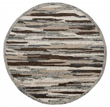 HomeRoots 396195 6 ft. Round Brown &amp; Gray Camouflage Area Rug - £174.00 GBP