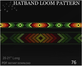 Hatband Loom Pattern No.76 - Black variant Loom Stitch Pattern - Band co... - £3.16 GBP