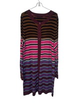 Lane Bryant Women Sweater Duster Cardigan Button Front Colorful Stripe Sz. 22/24 - £18.54 GBP