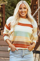 Morgan Crew Neck Drop-shoulder Striped Sweater - $35.99