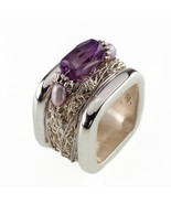 Clement Vintage Argent Sterling Câble Améthyste Carré Taille Bague 10 - $5,271.74 MXN