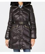 Michael Kors Women&#39;s Outerwear Winter Church Fur hood Black down Coat si... - $239.99