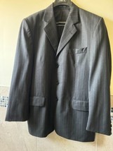 Mondo New Line Charcoal Gray Striped Men&#39;s Jacket SZ 48 Italy EUC - $1,086.97 MXN