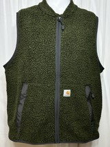 Carhartt Men’s Large Green Deep Pile Fleece Sherpa Vest Work Wear Outdoo... - £29.53 GBP