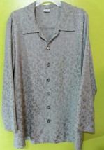 Vtg CP Shades Sausalito Gray Rayon Floral Button Down Tunic Shirt Sz Small - £47.32 GBP