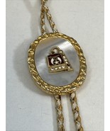 MASONIC RAJAH SHRINE LARGE BOLO TIE WITH MOTHER OF PEARL RHINESTONES 30”... - $33.85 CAD