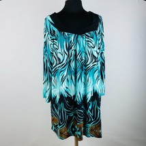 Maggie Barnes No Size Tag 2X XXL Multicolor Abstract Print Blue Black Brown Top - £18.03 GBP