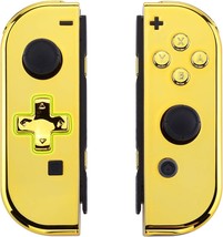 Extremerate Chrome Gold Joycon Handheld Controller Housing (D-Pad Versio... - $34.97