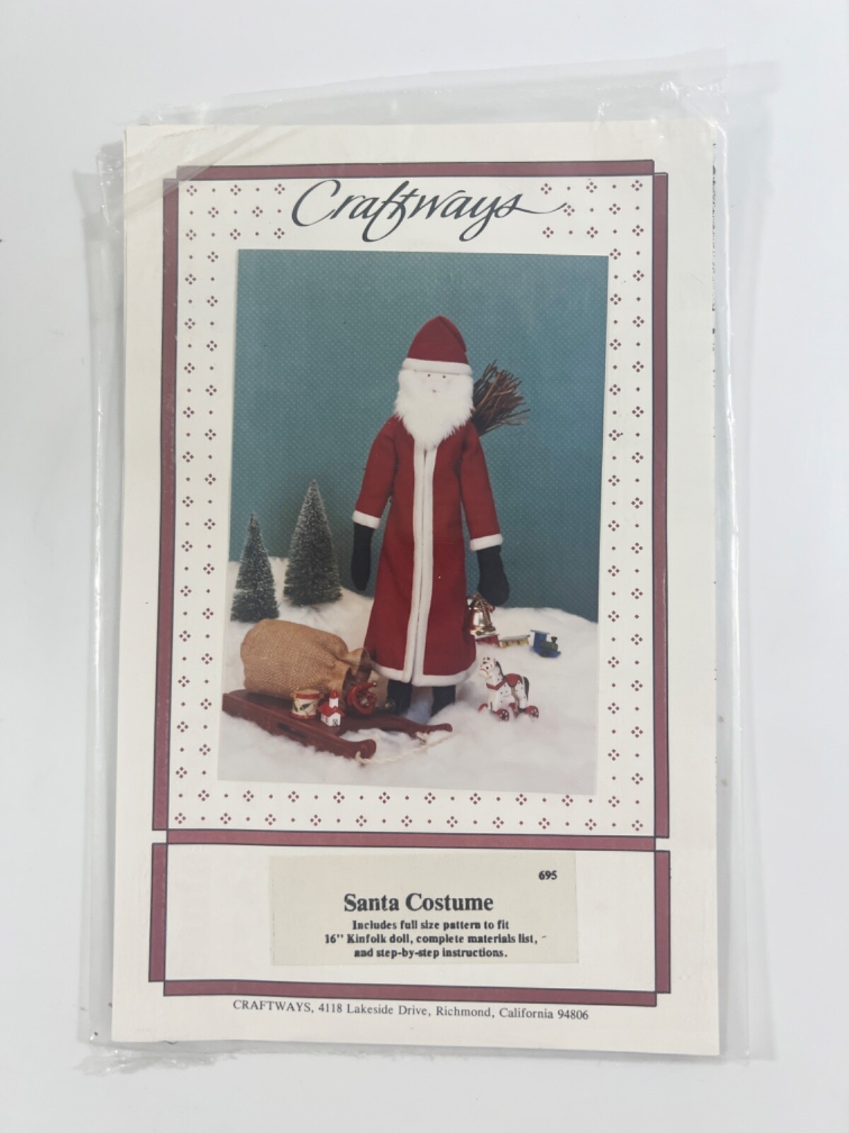 Craftways Kinfolk Doll Santa Costume Pattern Fits 16&quot; Doll - $6.92