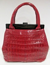 NANCY GONZALEZ Red Crocodile Top Handle Bag with Black Frame - NWT - £731.55 GBP