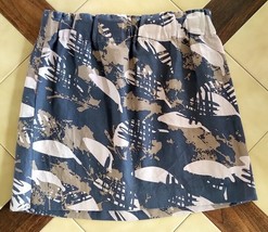 BANANA REPUBLIC Abstract Slate Blue/Gray Linen/Cotton Mini Skirt (4) NEW - $14.60