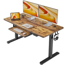 Standing Desk With Keyboard Tray, 55  24 Inches Electric Height Adjustab... - £197.31 GBP