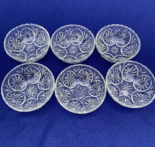 Anchor Hocking Medallion star berry bowls six clear, 4 1/2&quot; very good - £14.00 GBP