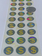 100 DOLLAR SYMBOL-.50 INCH ROUND SECURITY HOLOGRAM LABELS STICKERS SEALS - £6.97 GBP