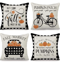 Throw Pillow Covers - Set Of 4 - 18x18 - Thanksgiving Fall Pumpkins Farmhouse - $29.99