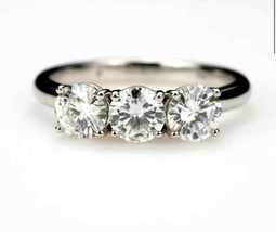 1.50 KT Moissanite Rotonda Solitario 3-Stone Fidanzamento Ring 14K Bianco Dorato - $200.78