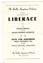 Liberace Dallas Symphony Orchestra Progam State Fair Auditorium 1953  - £17.06 GBP