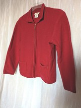 Vintage Talbots Petites Red Sweater Wool Warm Cardigan Jacket Zip Womens... - £23.60 GBP