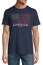 NWT CITY STREETS AMERICA 4th of July MEN&#39;S NAVY CREW NECK SHORT SLEEVE T... - $7.68