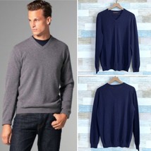 J Hilburn Pure Cashmere V Neck Sweater Purple Soft Luxury Casual Mens Me... - $79.18