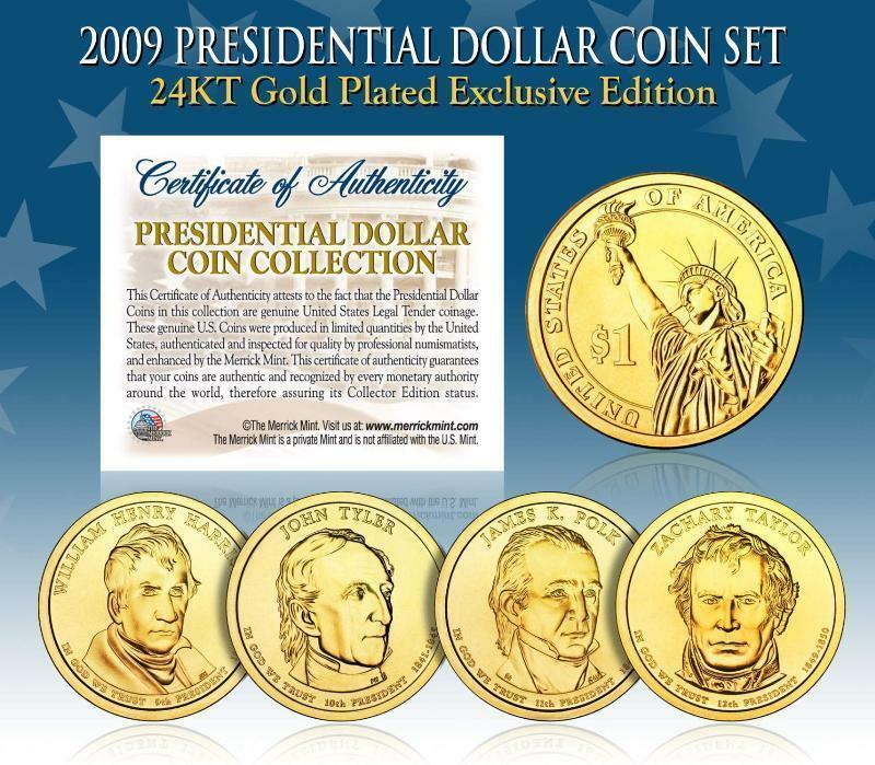 Primary image for 2009 USA MINT GOLD PRESIDENTIAL $1 DOLLAR 4 COINS SET Certified Gift Box 