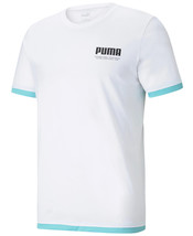 Puma Men&#39;s Summer Court Elevated Crew Neck Graphic T-Shirt in White-2XL - £18.20 GBP