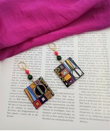 Painted Wooden Resin Earrings inspired by Gustav Klimt Famous Art Jewelr... - £36.20 GBP